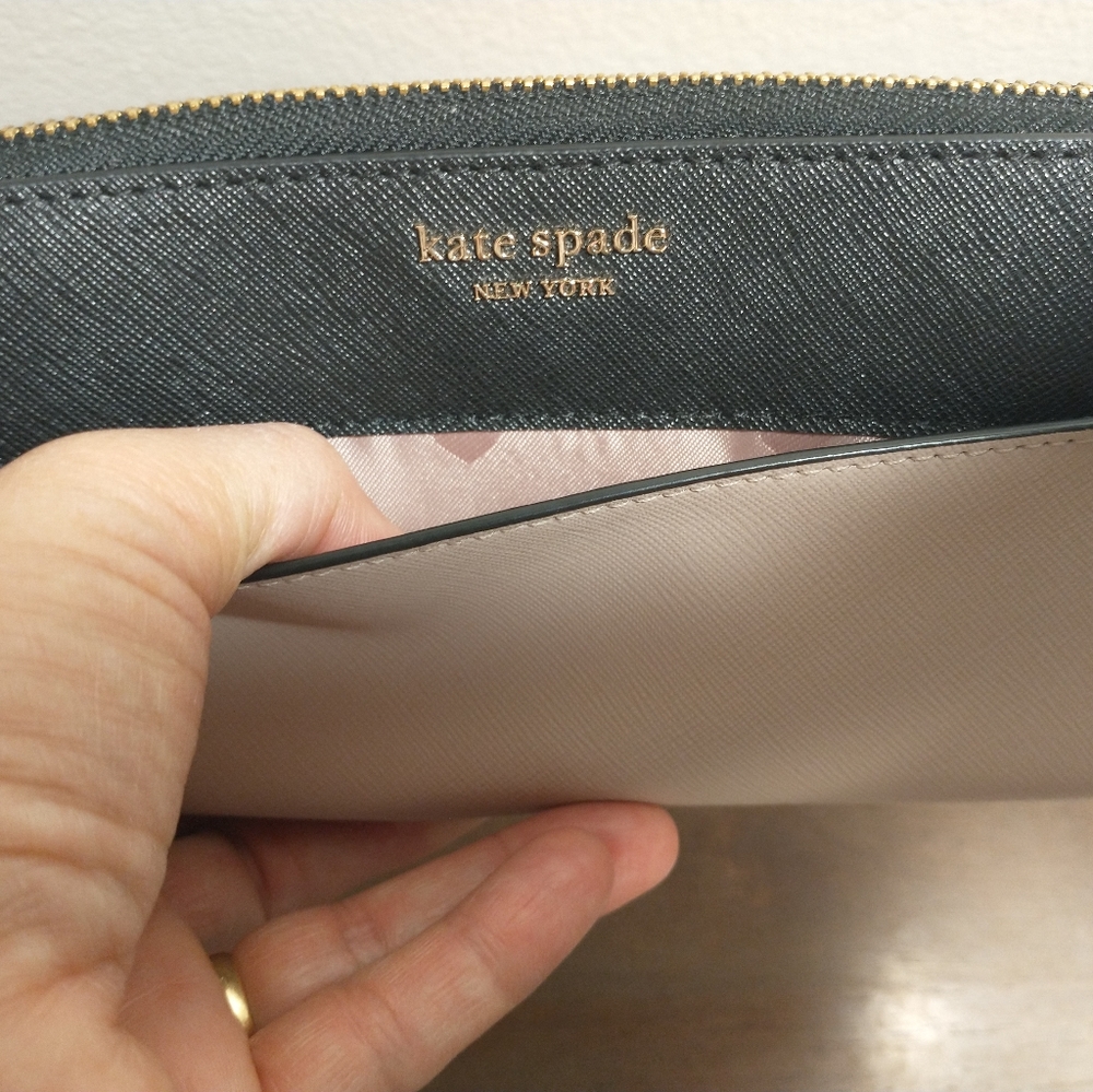 Kate Spade New York Laurel Way Neda Saffiano Leather Zip Around Wallet Tan - Picture 12 of 13